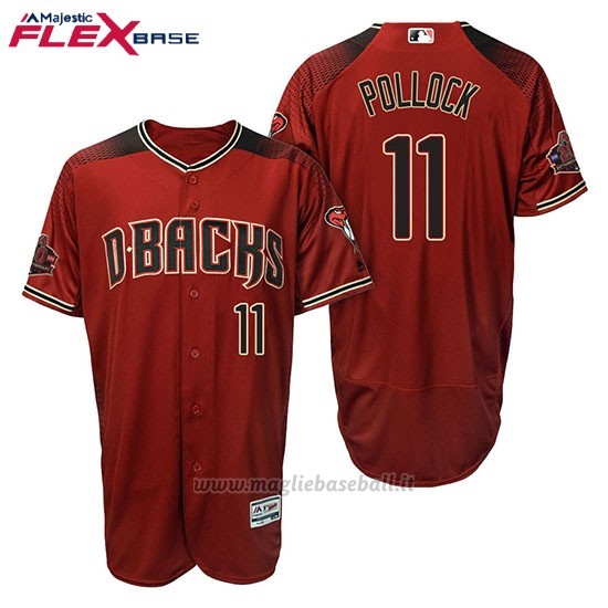 Maglia Baseball Uomo Arizona Diamondbacks 11 A.j. Pollock Rosso Nero Alterner 20 Anniversario Flex Base